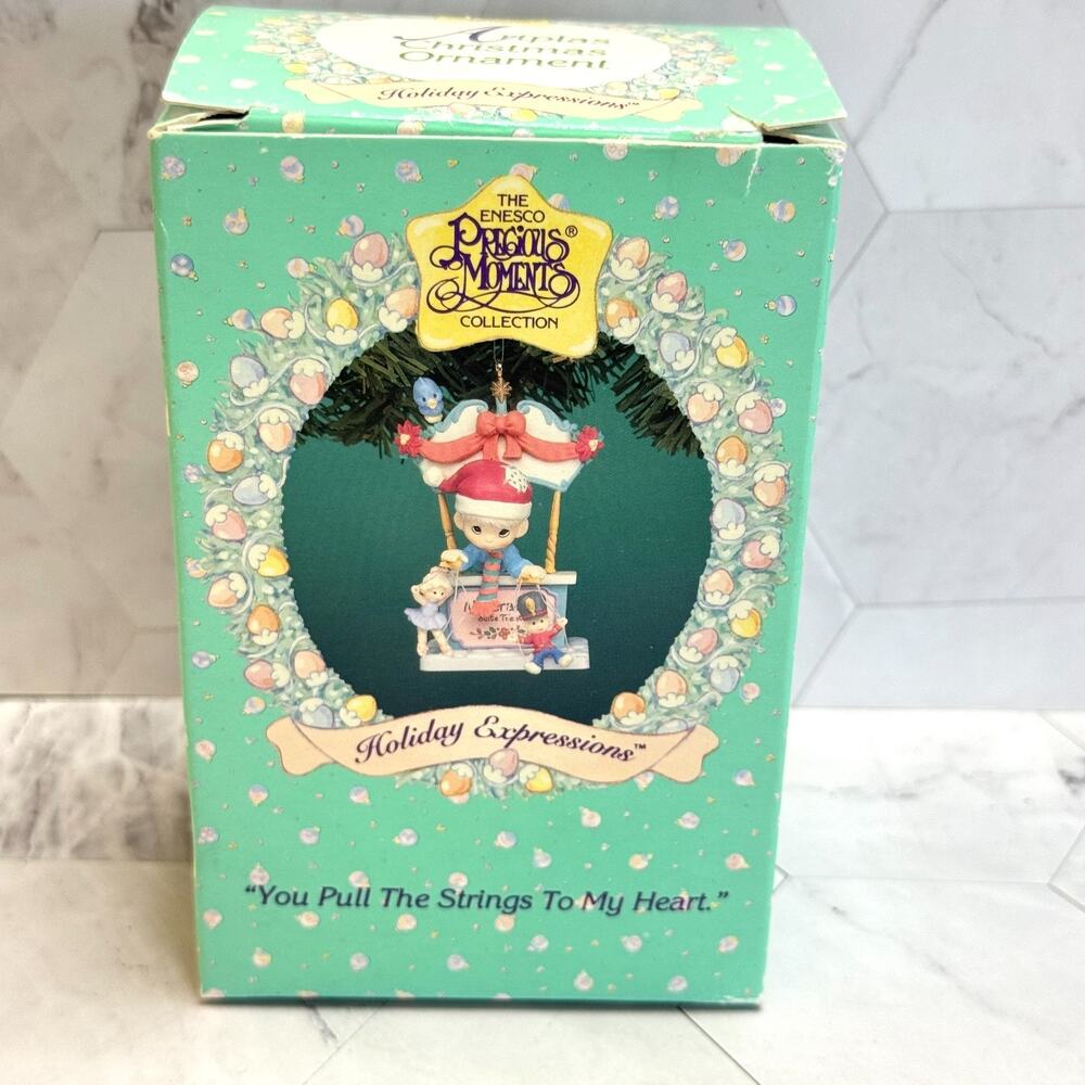 NIB Precious Moments "You Pull the Strings to My Heart" Christmas Ornament